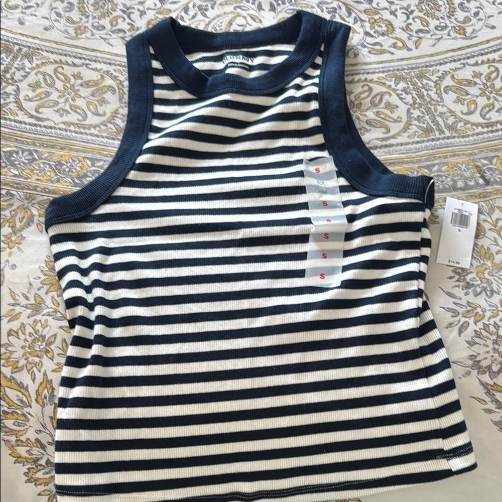 Navy Striped Sleeveless Top